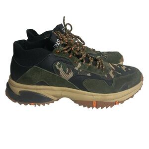 SNKR PROJECT Camo Suede Sneakers Men’s 10.5 Green Black Trail Style Streetwear